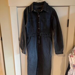 ASOS Dark Denim Long Sleeve Jumpsuit